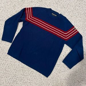 Vintage Abercrombie & Fitch Crew Neck Blue Red White Striped Sweater Women's XL